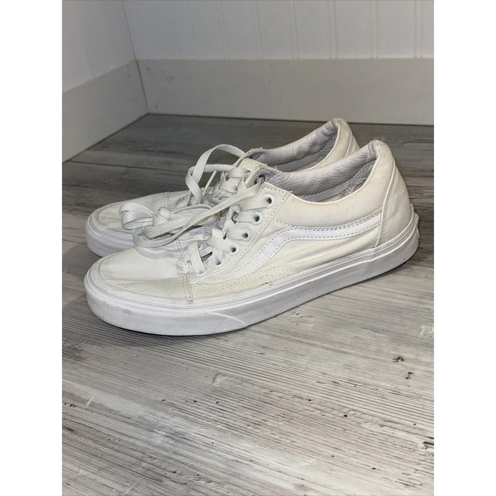 Vans Shoes Womens 7.5 Mens 6 Old Skool Sneakers White Canvas Lace Up‎ Low 508731